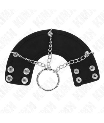 KINK - ANILLO PENE 4 CM CADENA 7 CM METAL CON CINTURÓN POLIPIEL