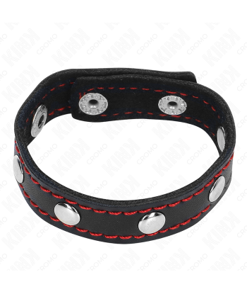 KINK - ANILLO PENE CUERO CON CIERRE A PRESIÓN FORRO ROJO 21 X 1.5 CM