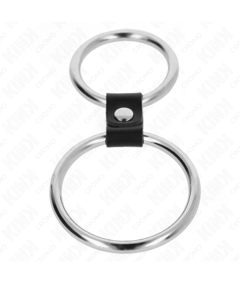 KINK - ANILLO PENE DOBLE METAL 3.7 CM A 5 CM CONECTADOS POR CORREA POLIPIEL MODELO 1