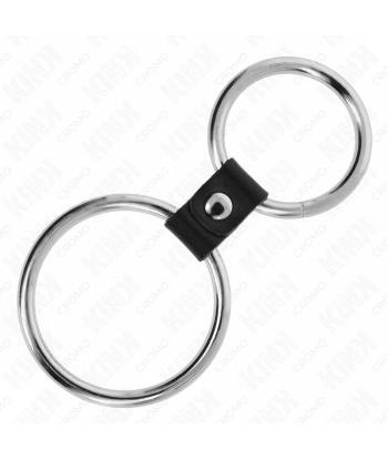 KINK - ANILLO PENE DOBLE METAL 3.7 CM A 5 CM CONECTADOS POR CORREA POLIPIEL MODELO 1