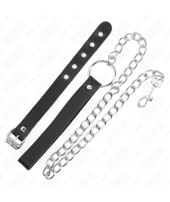 KINK - ANILLO PENE CUERO CON CORREA 21.5 X 2 CM Y CADENA METAL 60 CM