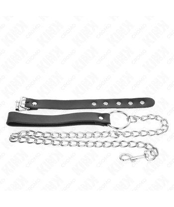 KINK - ANILLO PENE CUERO CON CORREA 21.5 X 2 CM Y CADENA METAL 60 CM