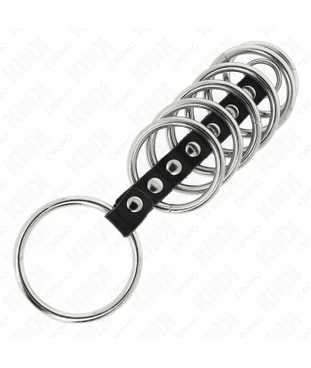 KINK - 7 ANILLOS PENE METAL 3.2 CM A 5 CM CONECTADOS POR POLIPIEL