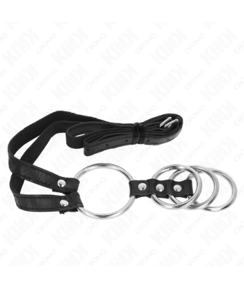KINK - 4 ANILLOS PENE METAL CONECTADOS 3.8 CM A 5 CM CON CINTURÓN DE POLIPIEL 112 CM