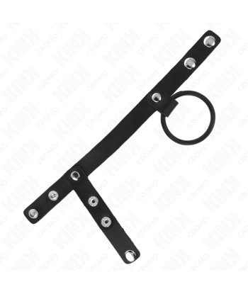 KINK - ANILLO PENE SILICONA 3.8 CM CON DIVISOR DE BOLAS Y CORREA DE CUERO 22 X 1.5 CM