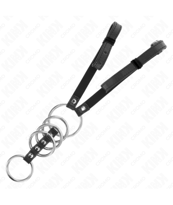 KINK - 5 ANILLOS PENE 3.8 CM A 5 CM METAL CON CINTURÓN POLIPIEL 112 CM
