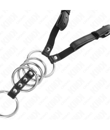 KINK - 5 ANILLOS PENE 3.8 CM A 5 CM METAL CON CINTURÓN POLIPIEL 112 CM
