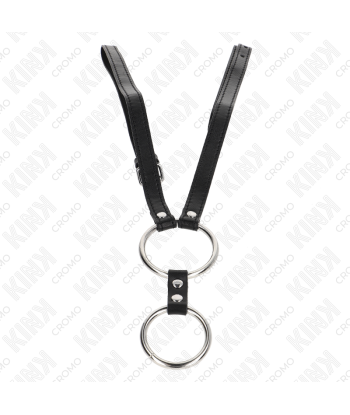 KINK - ANILLO PENE DOBLE METAL 3.8 CM A 5 CM CON CINTURÓN DE POLIPIEL 112 CM