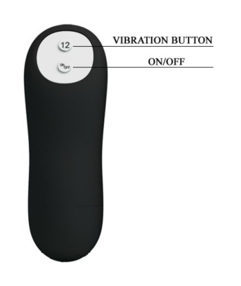 PRETTY LOVE - PLUG ANAL SILICONA FORMA PENE Y 12 MODOS VIBRACIÓN NEGRO