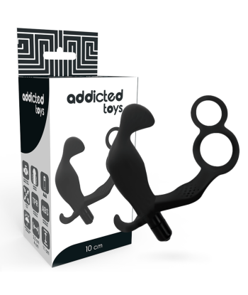 ADDICTED TOYS - PLUG ANAL CON ANILLA DOBLE PENE Y TESTÍCULOS NEGRO