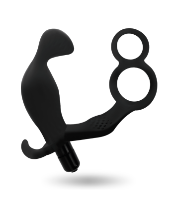 ADDICTED TOYS - PLUG ANAL CON ANILLA DOBLE PENE Y TESTÍCULOS NEGRO