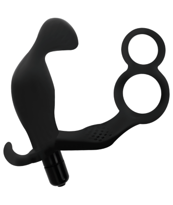 ADDICTED TOYS - PLUG ANAL CON ANILLA DOBLE PENE Y TESTÍCULOS NEGRO