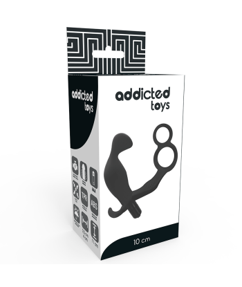ADDICTED TOYS - PLUG ANAL CON ANILLA DOBLE PENE Y TESTÍCULOS NEGRO