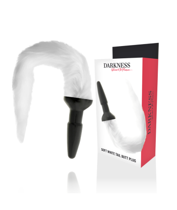 DARKNESS - PLUG ANAL SILICONA CON COLA BLANCA