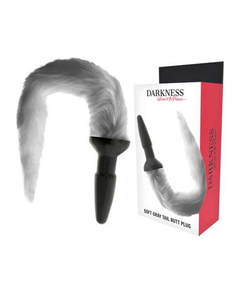 DARKNESS - PLUG ANAL SILICONA CON COLA GRIS DARKNESS - PLUG ANAL SILICONA CON COLA GRIS