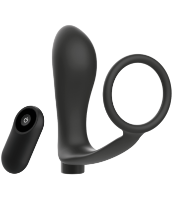 ADDICTED TOYS - ANILLA PENE CON PLUG ANAL CONTROL REMOTO NEGRO RECARGABLE