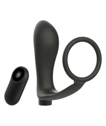 ADDICTED TOYS - ANILLA PENE CON PLUG ANAL CONTROL REMOTO NEGRO RECARGABLE
