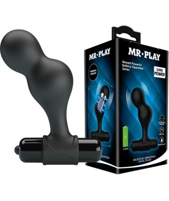 MR PLAY - PLUG ANAL VIBRADOR DE SILICONA NEGRO