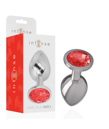 INTENSE - PLUG ANAL METAL ALUMINIO CON CRISTAL ROJO TALLA L