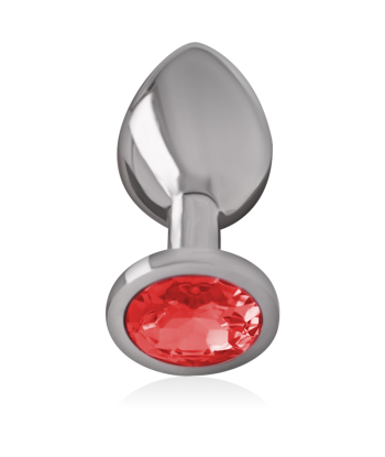 INTENSE - PLUG ANAL METAL ALUMINIO CON CRISTAL ROJO TALLA L