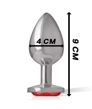 INTENSE - PLUG ANAL METAL ALUMINIO CON CRISTAL ROJO TALLA L