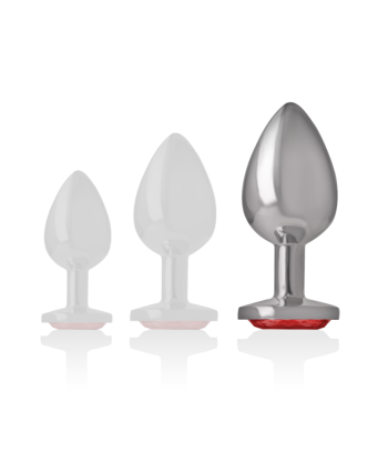 INTENSE - PLUG ANAL METAL ALUMINIO CON CRISTAL ROJO TALLA L