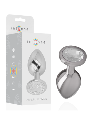 INTENSE - PLUG ANAL METAL ALUMINIO CON CRISTAL PLATA TALLA S