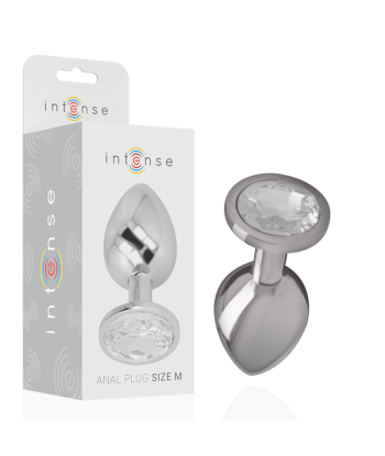 INTENSE - PLUG ANAL METAL ALUMINIO CON CRISTAL PLATA TALLA M