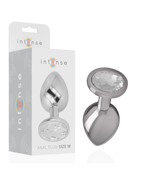 INTENSE - PLUG ANAL METAL ALUMINIO CON CRISTAL PLATA TALLA M INTENSE - PLUG ANAL METAL ALUMINIO CON CRISTAL PLATA TALLA M