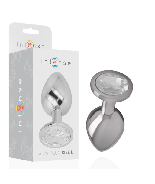 INTENSE - PLUG ANAL METAL ALUMINIO CON CRISTAL PLATA TALLA L