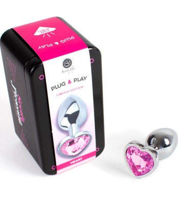 SECRETPLAY - METAL BUTT PLUG CORAZÓN FUCSIA TALLA S 7 CM