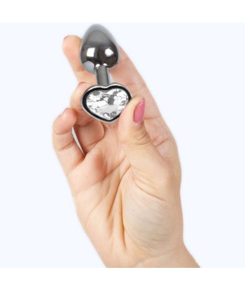 SECRETPLAY - METAL BUTT PLUG CORAZÓN TRANSPARENTE TALLA S 7 CM