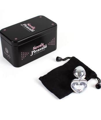 SECRETPLAY - METAL BUTT PLUG CORAZÓN TRANSPARENTE TALLA S 7 CM