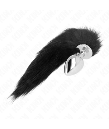 KINK - PLUG ANAL TALLA L 10 X 4 CM CON COLA SINTÉTICA 40 CM NEGRO