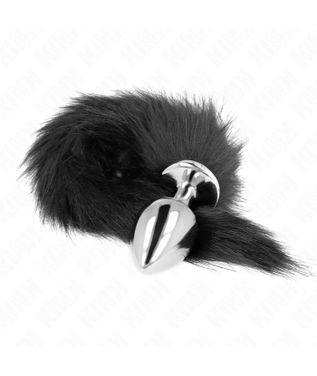 KINK - PLUG ANAL TALLA L 10 X 4 CM CON COLA SINTÉTICA 40 CM NEGRO