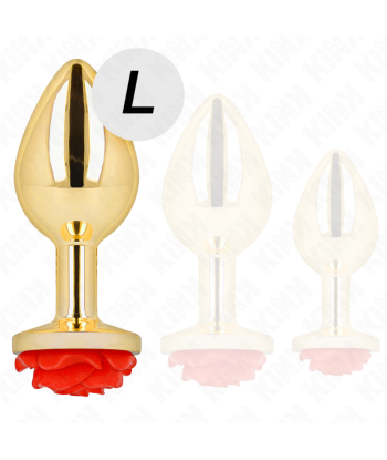 KINK - PLUG ANAL DORADO ROSA ROJA TALLA L