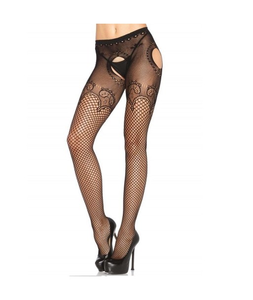 LEG AVENUE - PANTIE EN RED BORDADA NEGRO ELEGANTE LEG AVENUE - PANTIE EN RED BORDADA NEGRO ELEGANTE