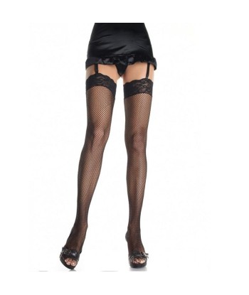 LEG AVENUE - MEDIAS DE RED PEQUEÑA CON ENCAJE MODELO 1