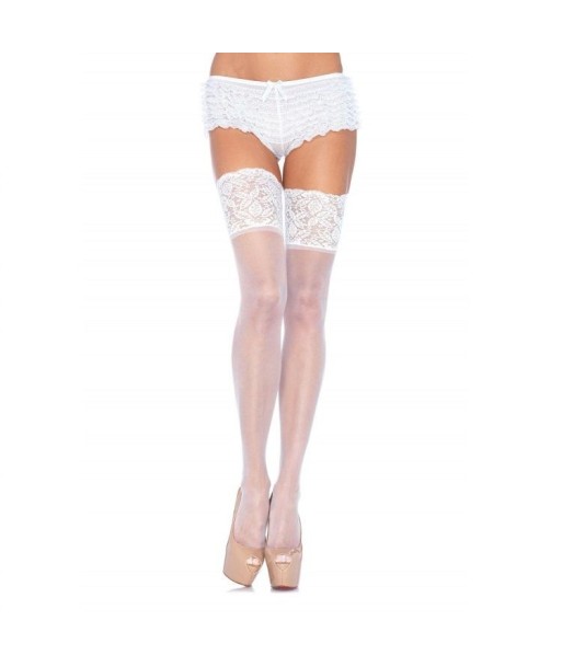 LEG AVENUE - MEDIAS BLANCAS AUTOADHESIVAS CON ENCAJE ANCHO LEG AVENUE - MEDIAS BLANCAS AUTOADHESIVAS CON ENCAJE ANCHO