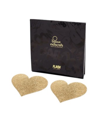 BIJOUX - INDISCRETS PEZONERAS FLASH CORAZÓN DORADO