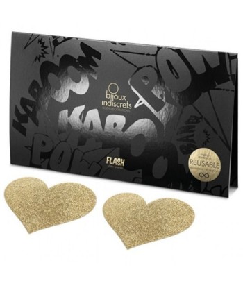 BIJOUX - INDISCRETS PEZONERAS FLASH CORAZÓN DORADO