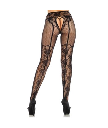 LEG AVENUE - MEDIAS ALTAS CON ABERTURA TRASERA DISEÑO FLORAL TALLA ÚNICA
