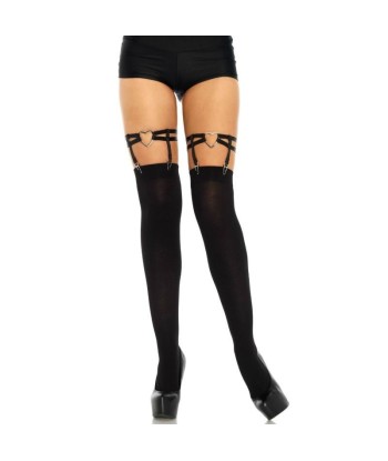 LEG AVENUE - LIGAS DOBLES ELÁSTICAS CON CORAZÓN TALLA ÚNICA