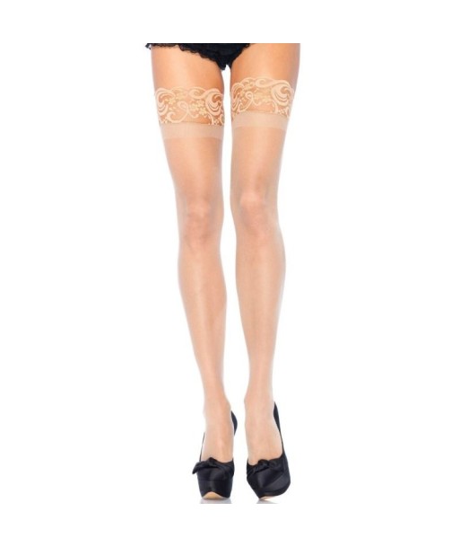 LEG AVENUE - MEDIAS BEIGE LYCRA ANTIDESLIZANTE TALLA GRANDE