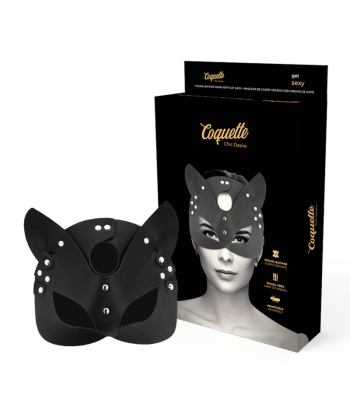 COQUETTE CHIC DESIRE - MASCARA CUERO VEGANO CON OREJAS DE GATO