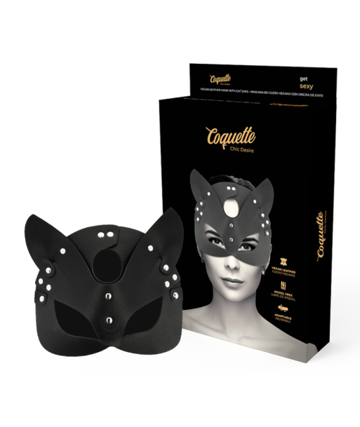 COQUETTE CHIC DESIRE - MASCARA CUERO VEGANO CON OREJAS DE GATO