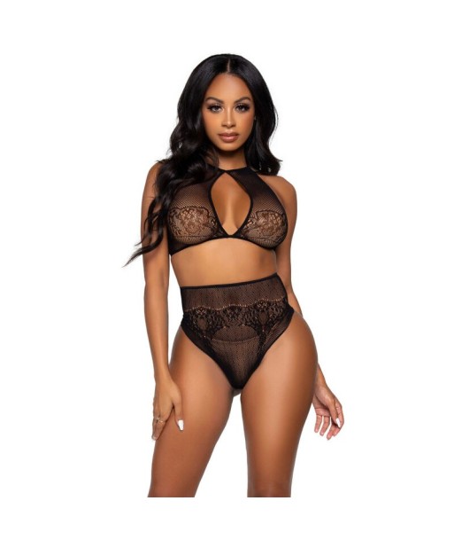 LEG AVENUE - SET DOS PIEZAS TOP CORTO CUELLO HALTER Y TANGA TALLA ÚNICA LEG AVENUE - SET DOS PIEZAS TOP CORTO CUELLO HALTER Y TANGA TALLA ÚNICA