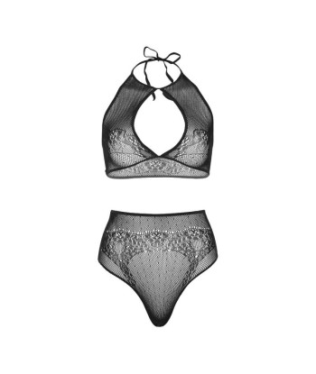 LEG AVENUE - SET DOS PIEZAS TOP CORTO CUELLO HALTER Y TANGA TALLA ÚNICA