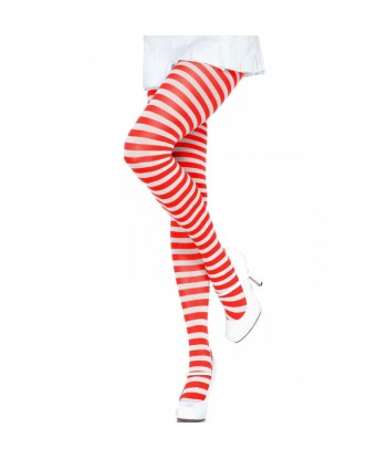 LEG AVENUE - MEDIAS DE RAYAS BLANCO-ROJO