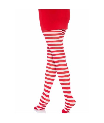 LEG AVENUE - MEDIAS DE RAYAS BLANCO-ROJO